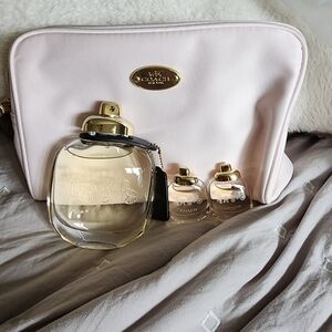 Coach NY parfum with light pink satin Cosmetic bag